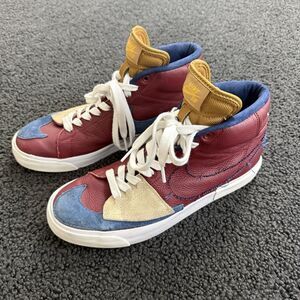 Nike SB Zoom Blazer Mid Edge Men Sz 8.5 Red Blue Patch Sneaker Leathr DA2189-600